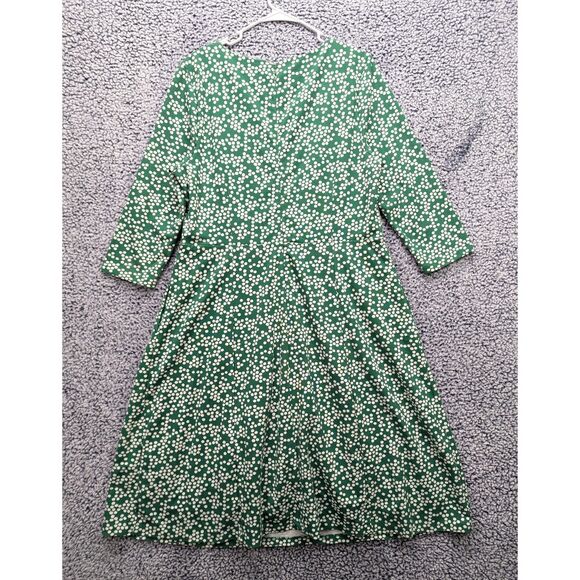 Boden Julianna Ponte Fit and Flare Midi Dress Size 16 Long Polka Dot Modal Green - Picture 3 of 15